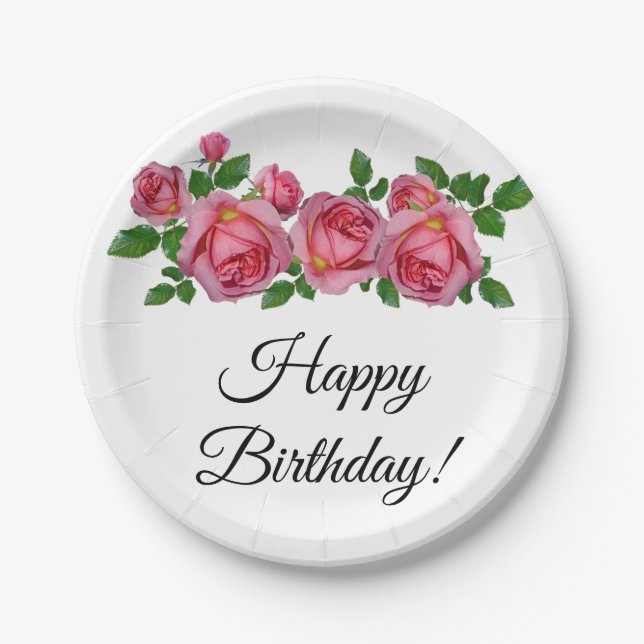 Peach Rose Geburtstag Pappteller (Vorderseite)