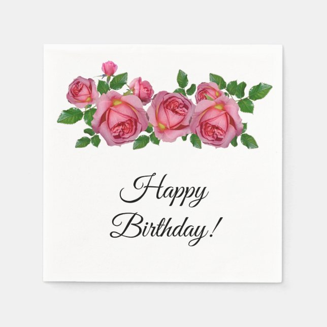 Peach Rose Geburtstag Serviette (Vorderseite)