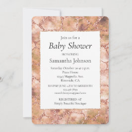 Peach Rose Glitzer Giraffe Drucken Einladung