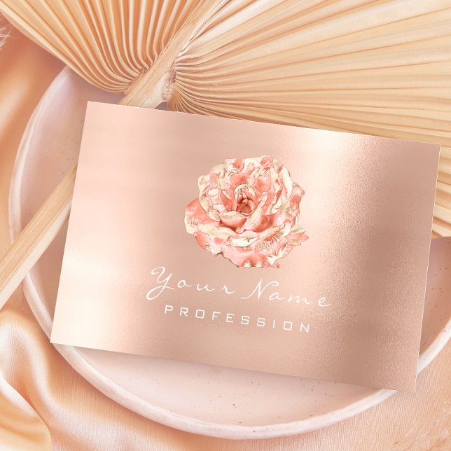 Peach Rose Gold Blogger Stylist Beauty Studio Lux Visitenkarte (Von Creator hochgeladen)