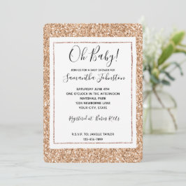 Peach Rose Gold Blush Glitzer Glitz Einladung