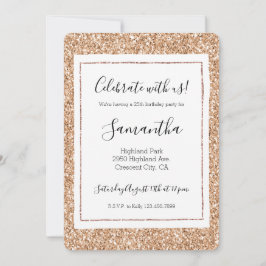 Peach Rose Gold Blush Glitzer Glitz Einladung