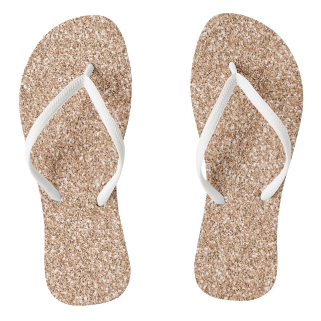 Peach Rose Gold Blush Glitzer Glitz Flip Flops (Fußbett)