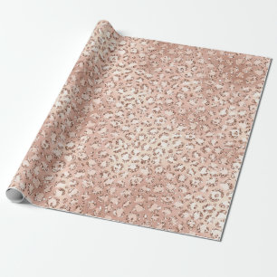 Peach Rose Gold Blush Pink Glitz Leopard Print Geschenkpapier