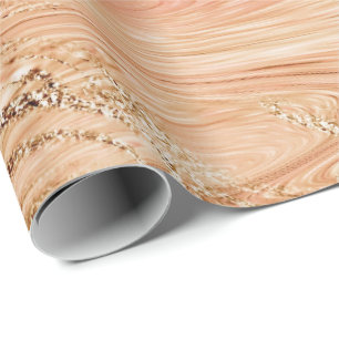 Peach Rose Gold Brush Powder Marmor Shiny Glam Geschenkpapier