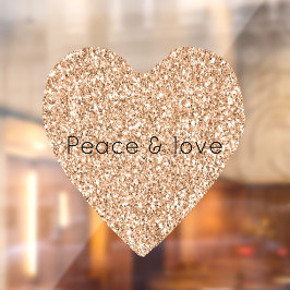 Peach Rose Gold Glitzer Herz Fensteraufkleber