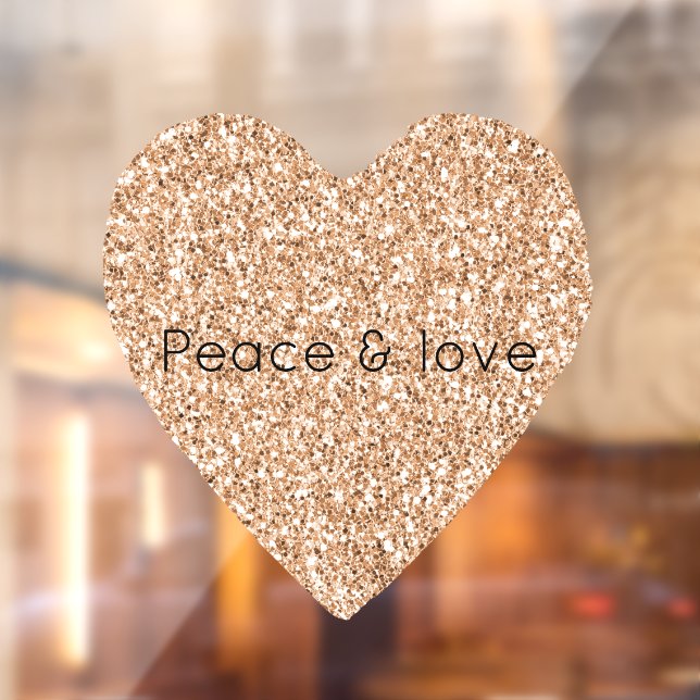 Peach Rose Gold Glitzer Herz Fensteraufkleber (Blatt 2)