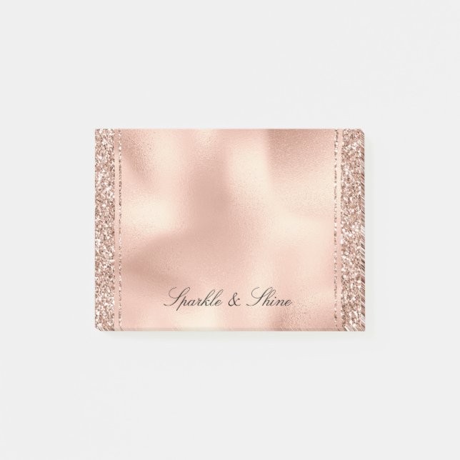 Peach Rose Gold Glitzer Luxe     Post-it Klebezettel (Vorderseite)