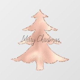 Peach Rose Gold Glitzer Weihnachtsbaum     Fensteraufkleber