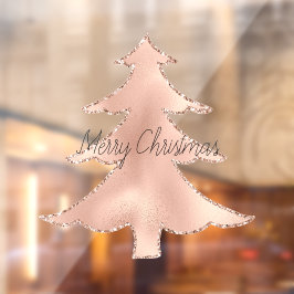 Peach Rose Gold Glitzer Weihnachtsbaum Fensteraufkleber