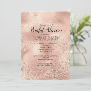 Peach Rose Gold Glitzy Glitzer Einladung