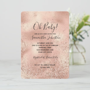 Peach Rose Gold Glitzy Glitzer Einladung