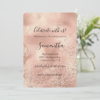 Peach Rose Gold Glitzy Glitzer Einladung