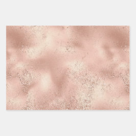 Peach Rose Gold Glitzy Glitzer Geschenkpapier Set