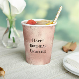Peach Rose Gold Glitzy Glitzer Pappbecher