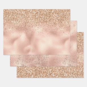 Peach Rose Gold Glitzy Glitzer Sparkone   Geschenkpapier Set