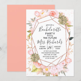 Peach & Rose Gold Junggeselinnen-Abschied Einladun Einladung