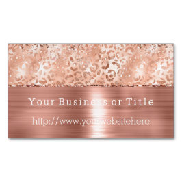Peach Rose Gold Sparkle Leopard Glitz Magnetische Visitenkarte