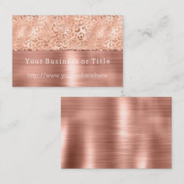 Peach Rose Gold Sparkle Leopard Glitz Visitenkarte