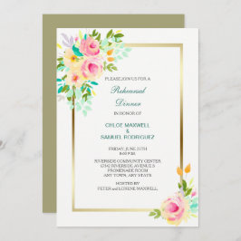 Peach Rose Hochzeit Probe Abendessen Einladung