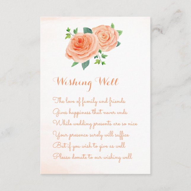 Peach Rose Hochzeitskarten Begleitkarte (Vorderseite)