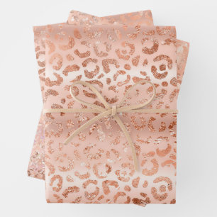 Peach Rose Leopard Geschenkpapier Set