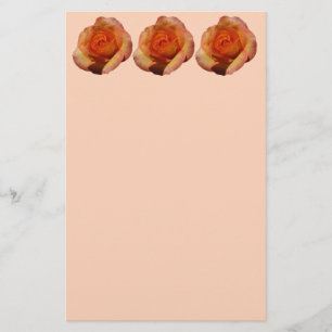 Peach Rose Orange Floral Fotografie Briefpapier