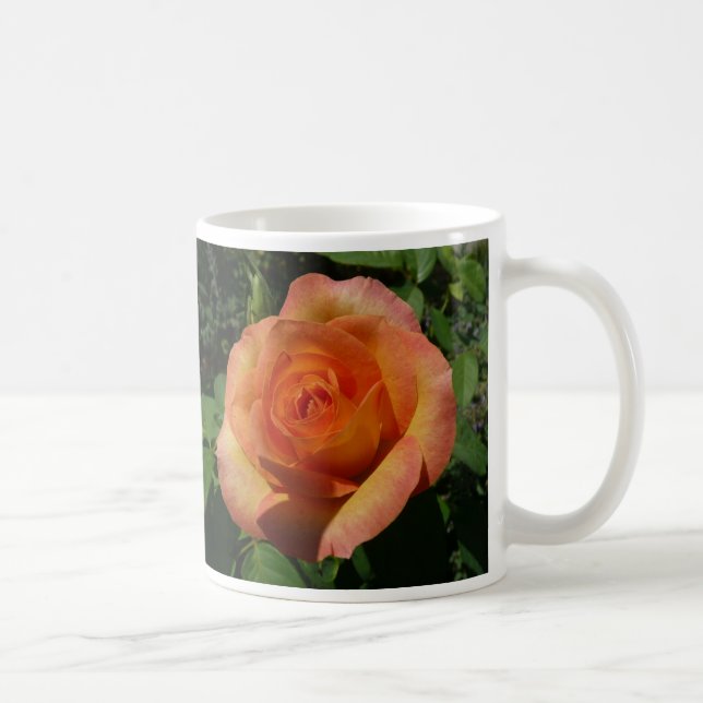 Peach Rose Orange Floral Fotografie Tasse (Rechts)