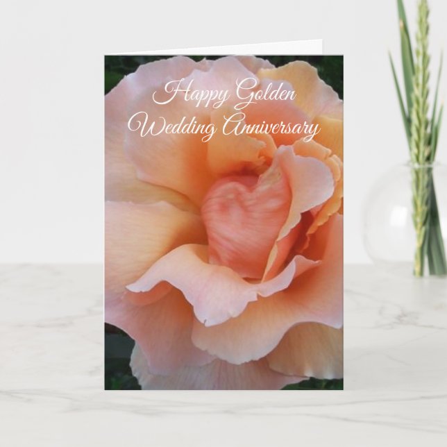 Peach Rose Personalisiert 50. Hochzeitstag Karte (Vorderseite)