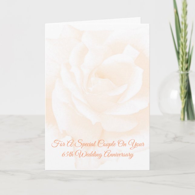 Peach Rose Personalisiert 65. Hochzeitstag Karte (Vorderseite)