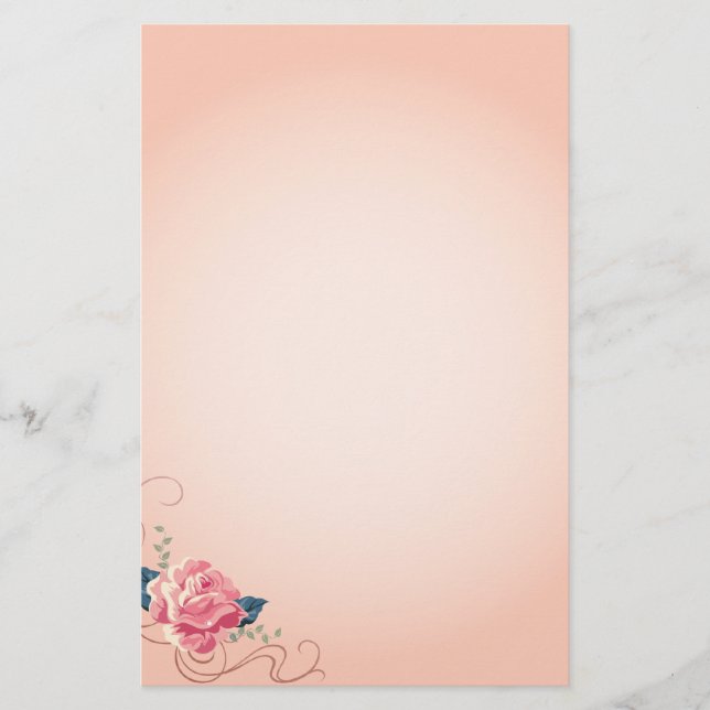 Peach-Rose-Stand Briefpapier (Vorderseite)