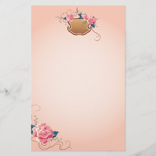 Peach-Rose-Stand Briefpapier (Vorderseite)