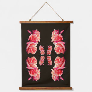 Peach Rose Trio Abstrakte Florenz Wandteppich Mit Holzrahmen