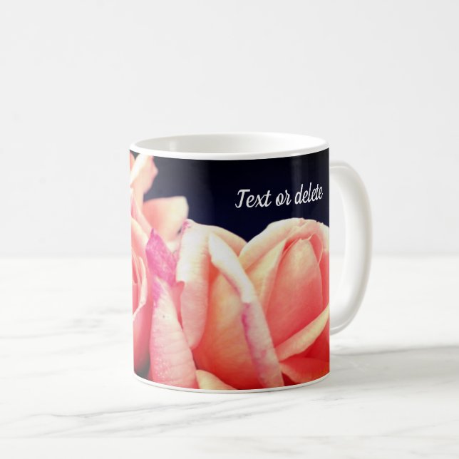 Peach Rose Trio Blume Personalisiert Kaffeetasse (VorderseiteRechts)