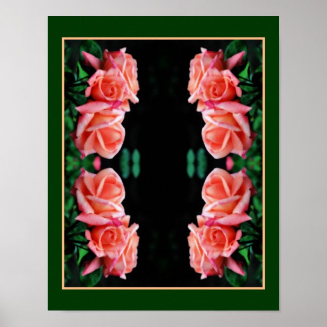 Peach Rose Trio Mirror Abstrakte Kunst, Dichtung u Poster (Vorne)