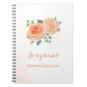 Peach Rose Wedding Planning Notebook Notizblock