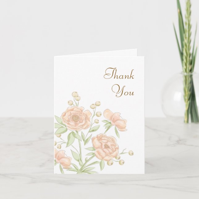 Peach Rose Wedding Thank You Cards Einladung (Vorderseite)