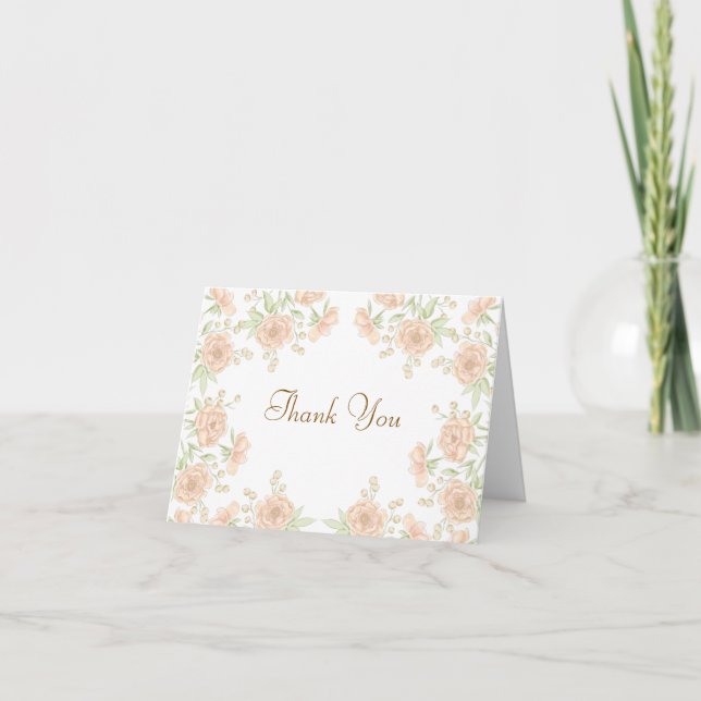 Peach Rose Wedding Thank You Note Card Einladung (Vorderseite)
