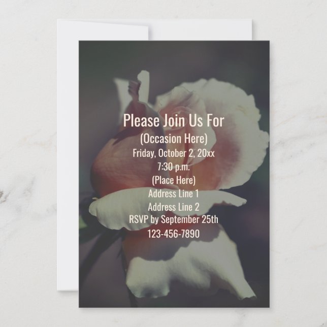 Peach Rosebud Floral Invitation Einladung (Vorderseite)