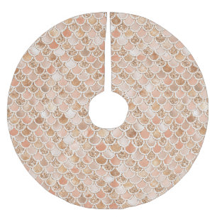 Peach Rosen Blush Gold Glitzer Mermaid Polyester Weihnachtsbaumdecke