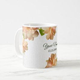 Peach Roses Floral Silver Glitter Wedding Party Kaffeetasse