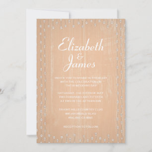 Peach Rustic Country Barn Wood Wedding Einladungen