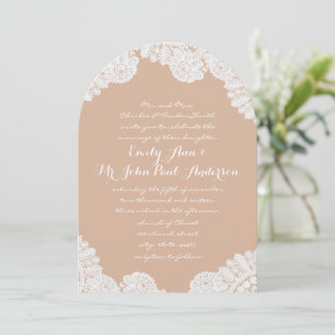 Peach Rustic Country Heirloom Spitzen Hochzeit Einladung