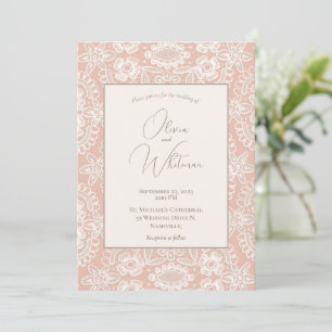 Peach Rustic Lace Wedding Einladungen