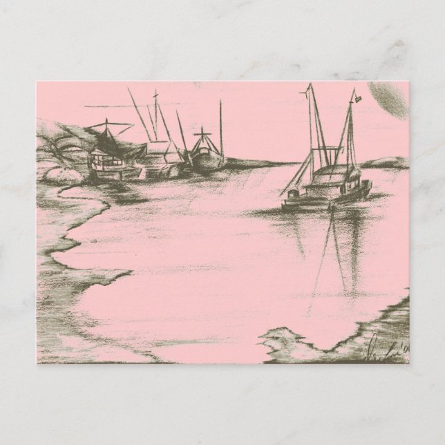 Peach Safe Harbor Poster Card bemalt Postkarte (Vorderseite)