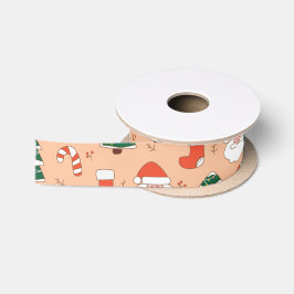 Peach Santa und Candy Cane Satinband