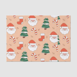 Peach Santa und Candy Cane Seidenpapier