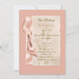 Peach Satin Ribbon feierliche Hochzeit Einladung