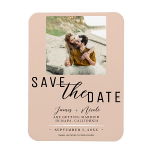 Peach Save the Date Foto Wedding Magnet