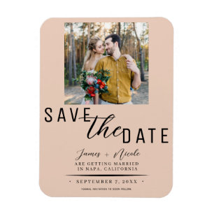 Peach Save the Date Foto Wedding Magnet